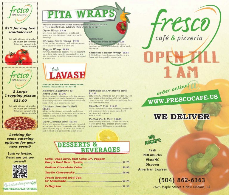Menu Fresco Cafe